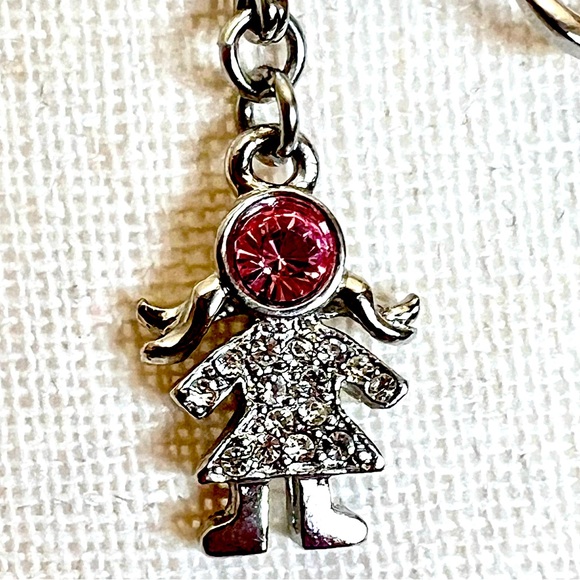 Kirk’s Folly Long Silver Tone Pendant Necklace Pave Crystal Teddy Bear & Girls - Picture 8 of 10
